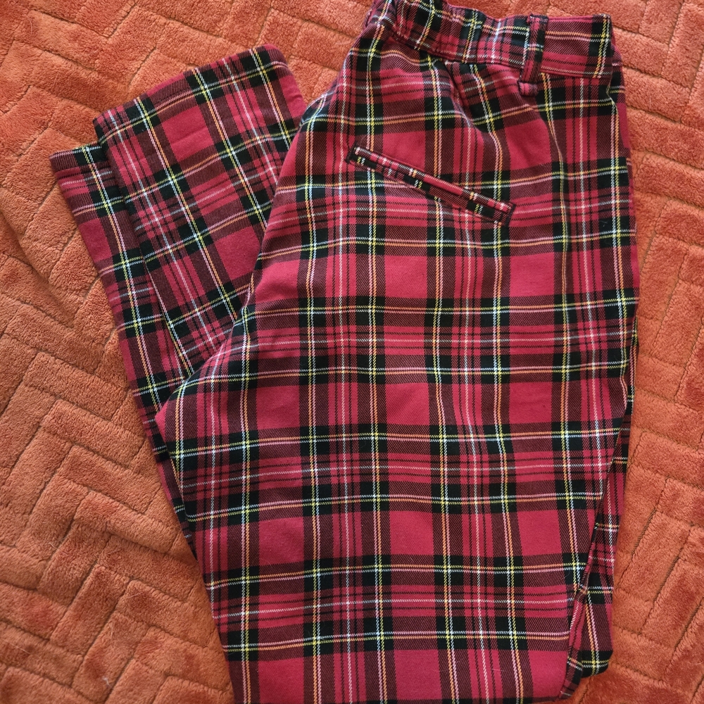 Hot Topic Red Plaid Skinny Trousers